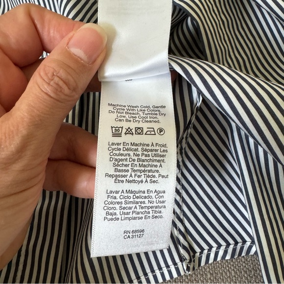 Donna Karan New York Cold Shoulder Striped Button Down - Size S - Picture 6 of 10